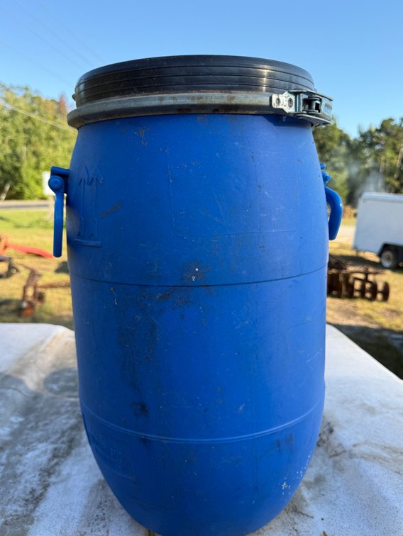 Blue Plastic Drum with Lid and Locking Ring