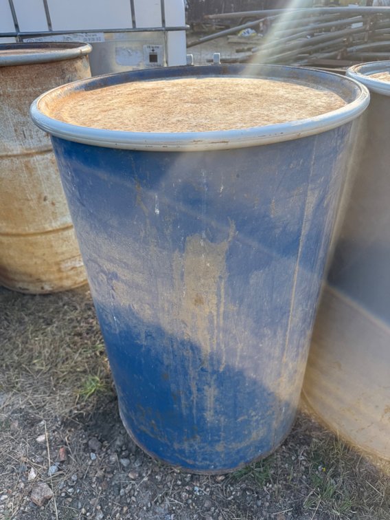 Blue Metal Drum with Lid and Clamp Ring