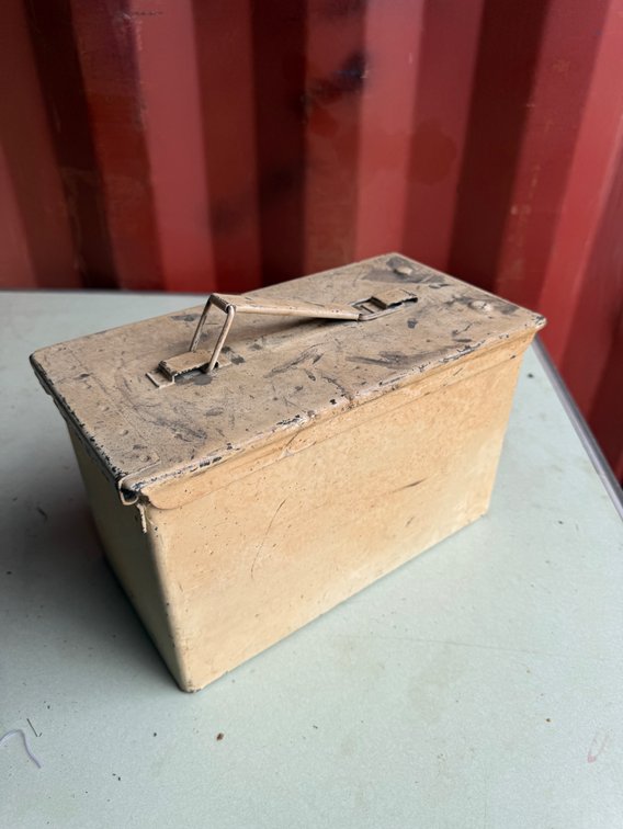 Tan Metal Ammo Box with Shoe Shine Kit