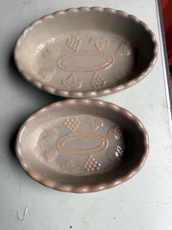 Stoneware Oval Baking Dishes with Embossed Fruit Design