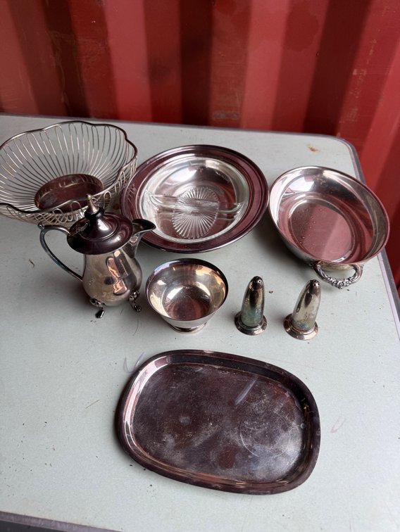 Silverplate Teapot, Bowls, Serving Dishes, and More