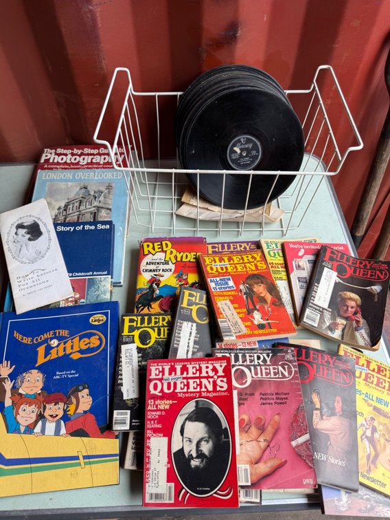 Books, Mystery Magazines, and Phonograph Records