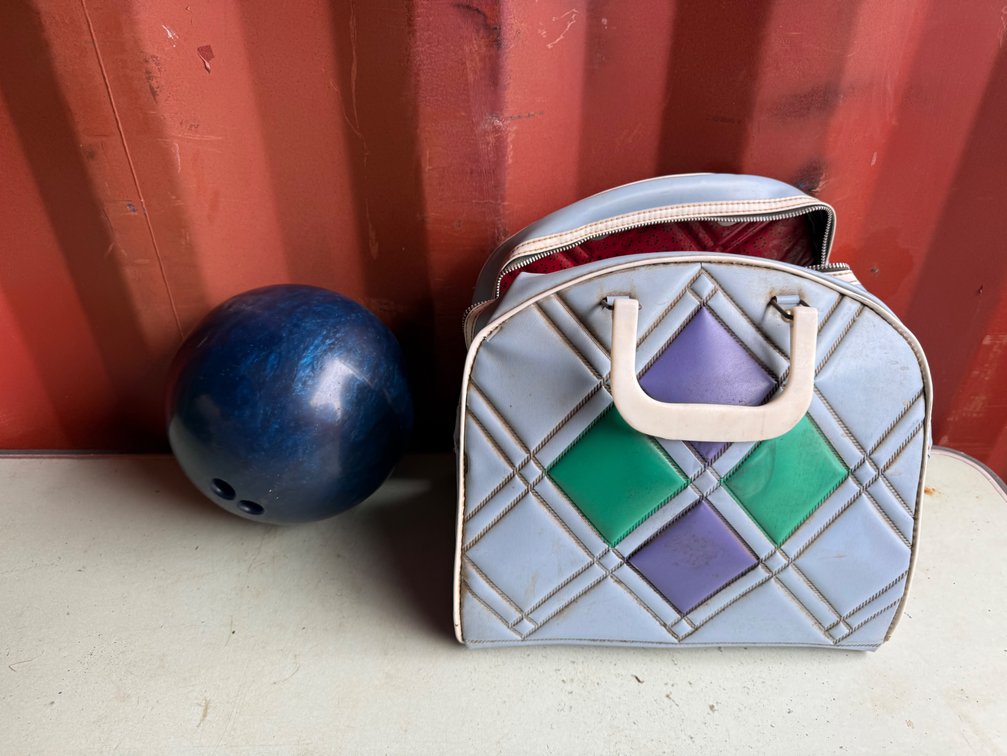 Bowling Ball and Quilted Vinyl Bowling Bag