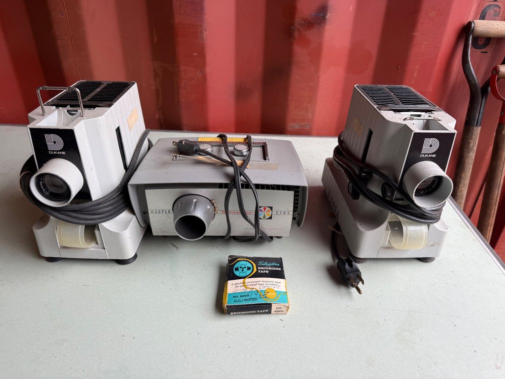 Filmstrip Projectors, Movie Projector, and Recording Tape