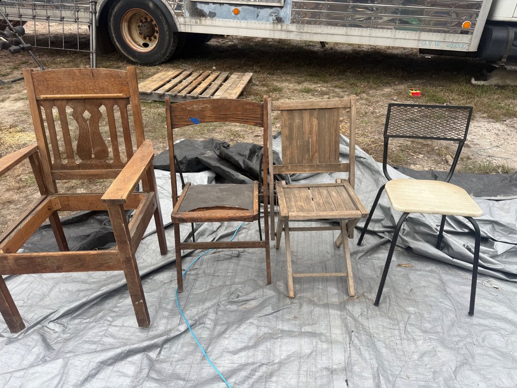 Wood Armchair, Wood Folding Chairs, and Metal Chair