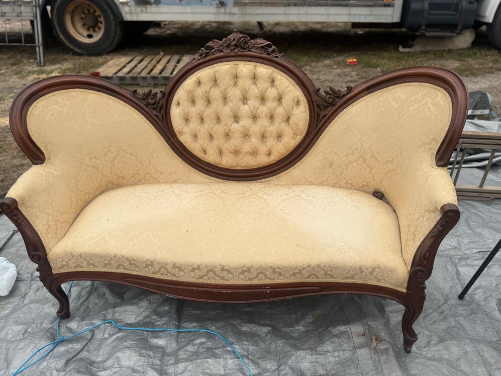 Victorian Style Carved Wood Parlor Settee