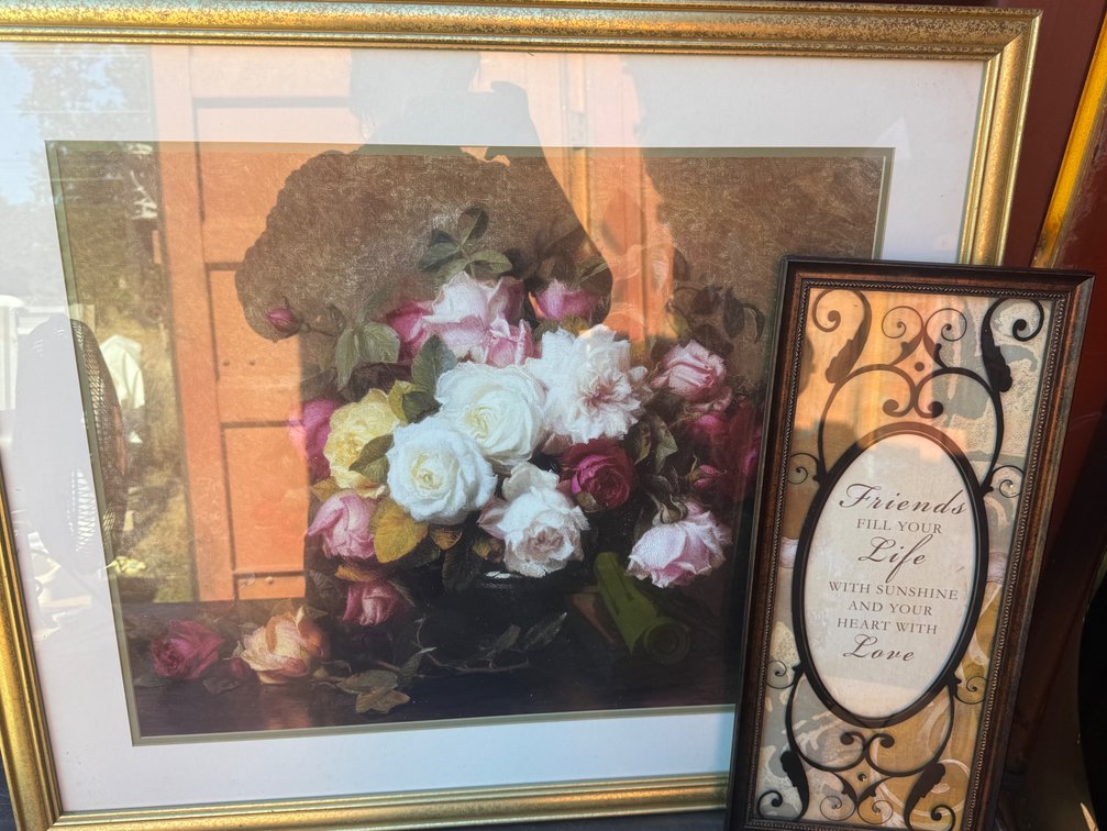 Floral Art and Framed Quote Plaque