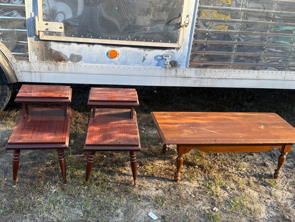 Two-Tier Step End Tables and Rectangular Coffee Table