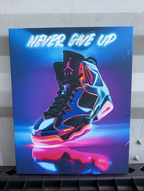Never Give Up Sneaker Stretched Canvas Wall Art