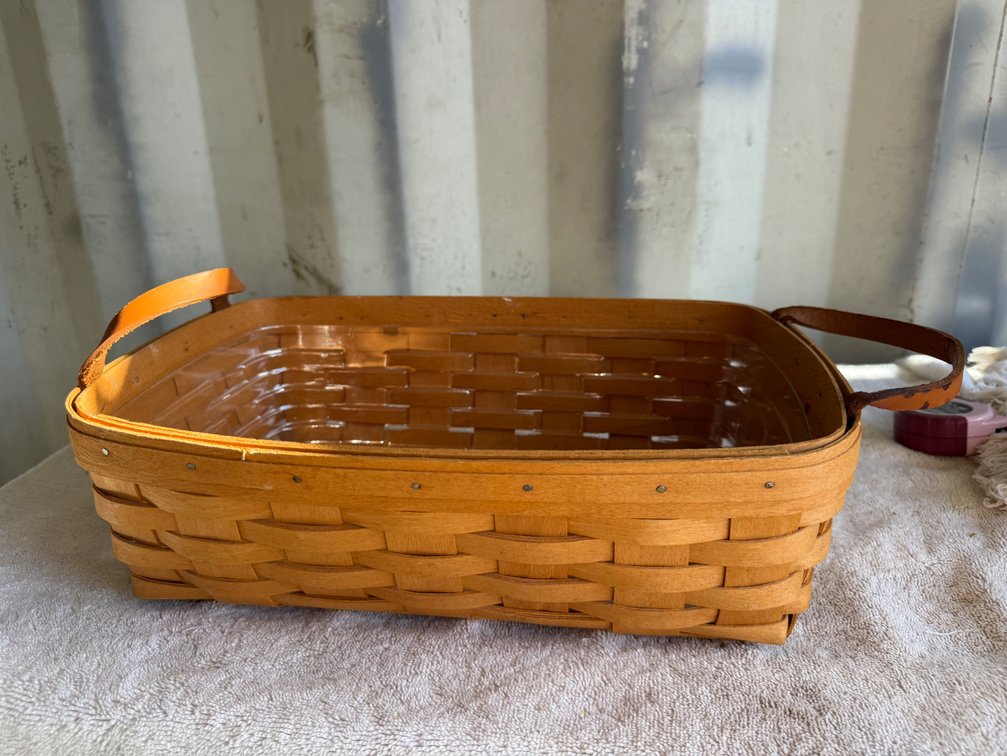 Longaberger Woven Wood Splint Basket with Plastic Liner