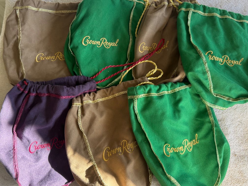 Crown Royal Embroidered Fabric Drawstring Bags