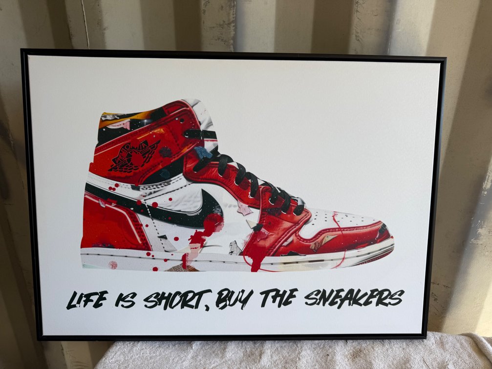 Sneaker Canvas Wall Art with Black Frame
