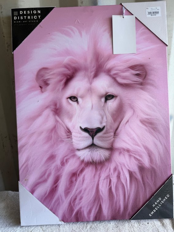 Pink Lion Canvas Wall Art