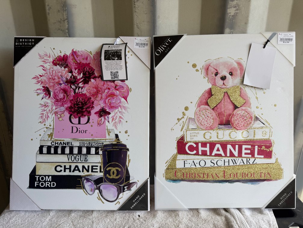 Fashion-Themed Embellished Canvas Wall Art Prints