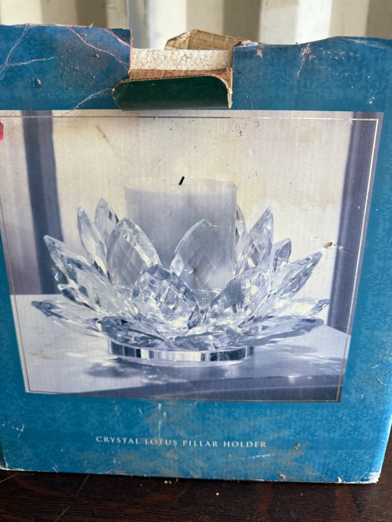Crystal Lotus Pillar Candle Holder in Original Box