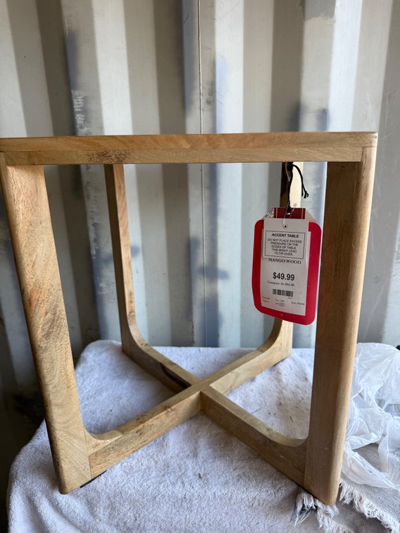 Mango Wood Square Accent Table with X-Base