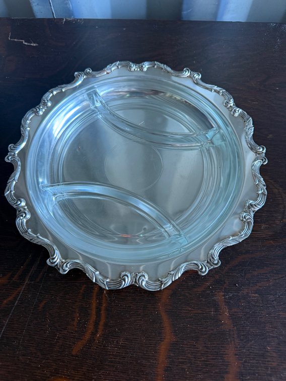 Wallace Silverplate Divided Relish Tray with Glass Insert