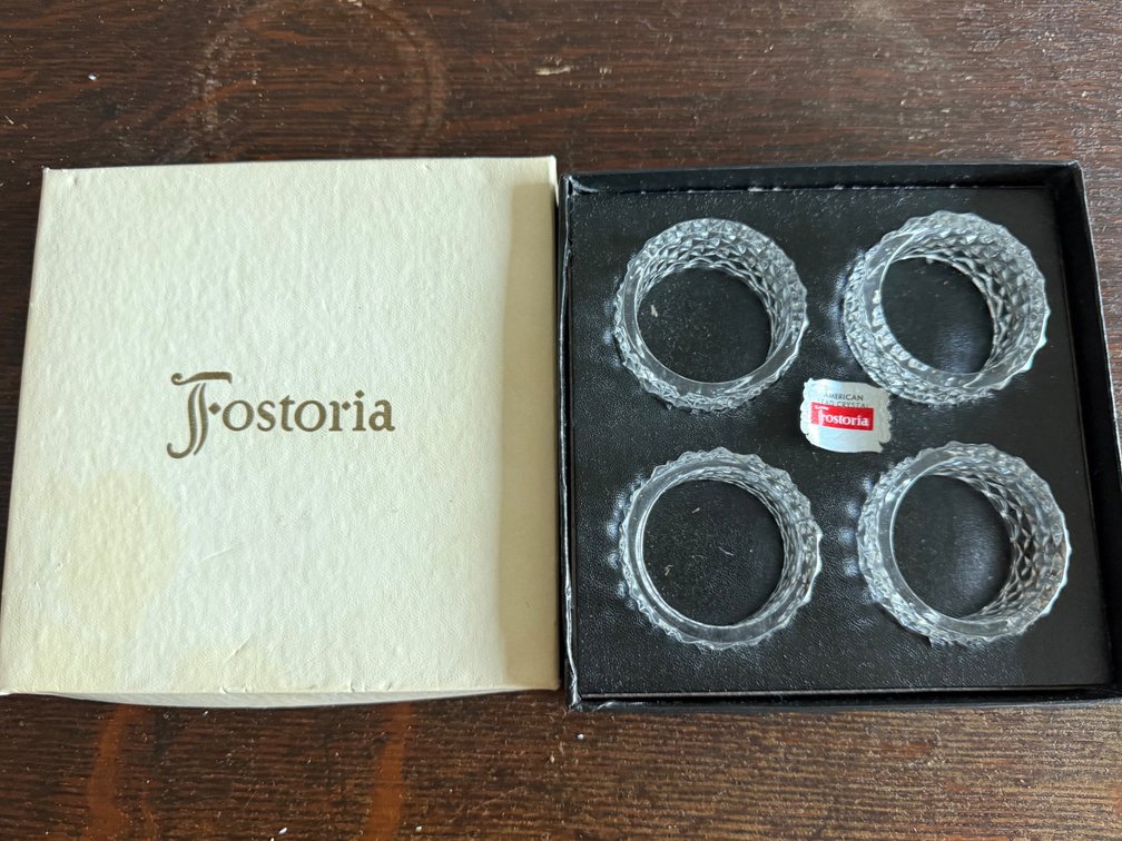 Fostoria Lead Crystal Napkin Rings, Set of 4