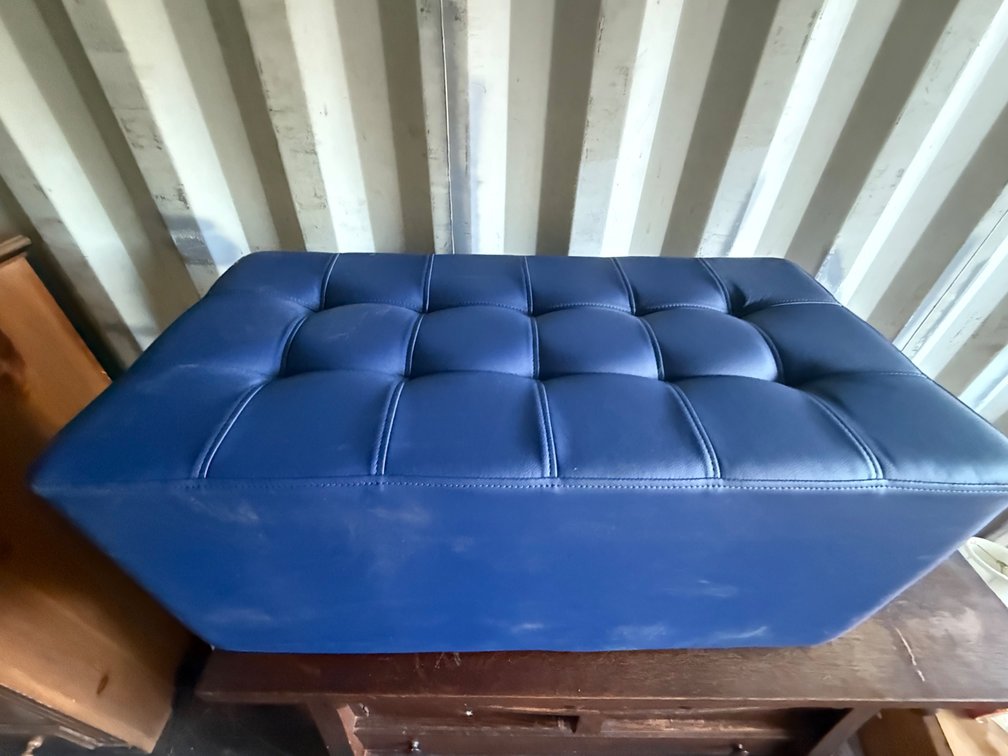 Blue Tufted Rectangular Bench