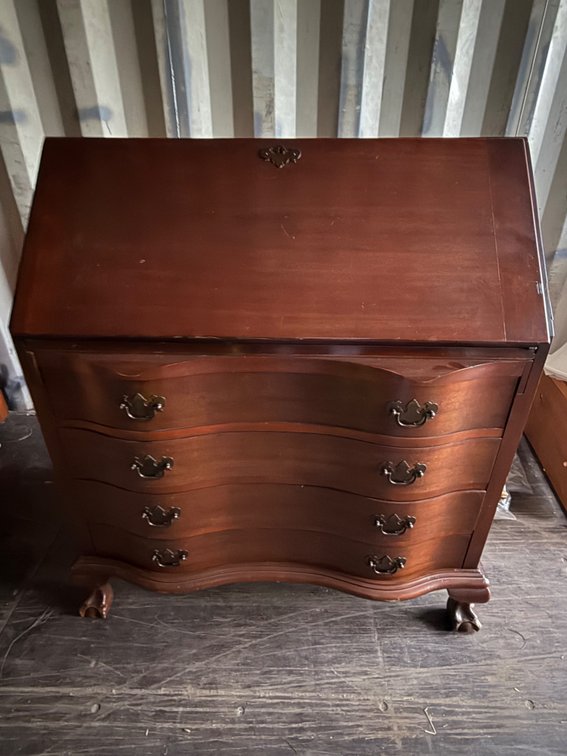 Mahogany Slant-Front Serpentine Secretary Desk