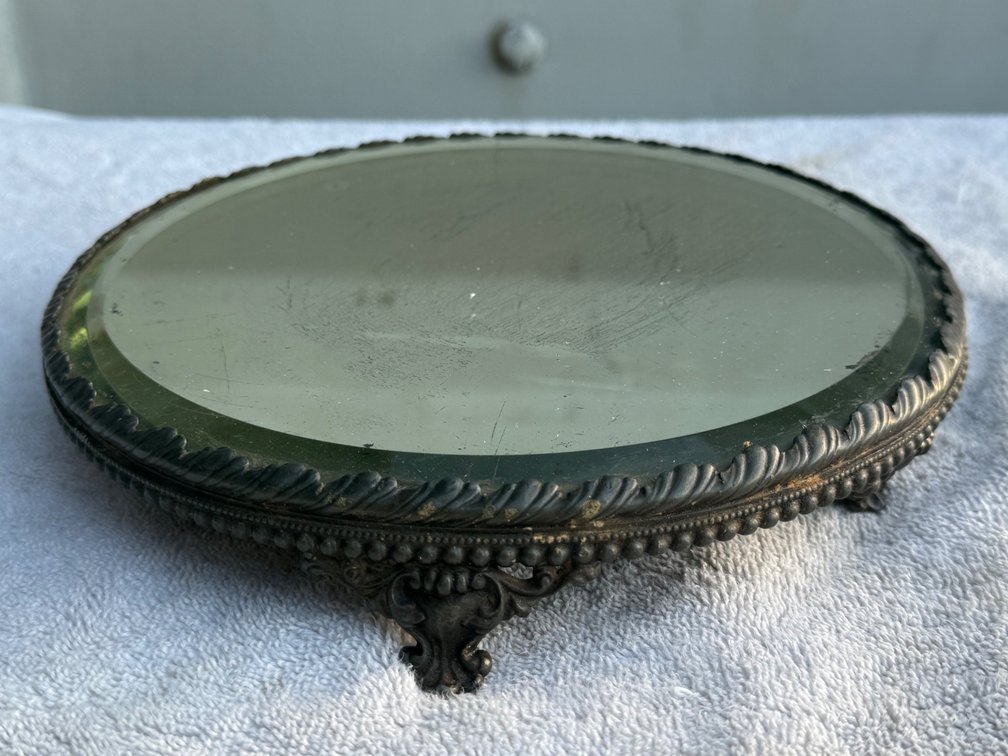 Antique Footed Mirrored Plateau 1880-1920