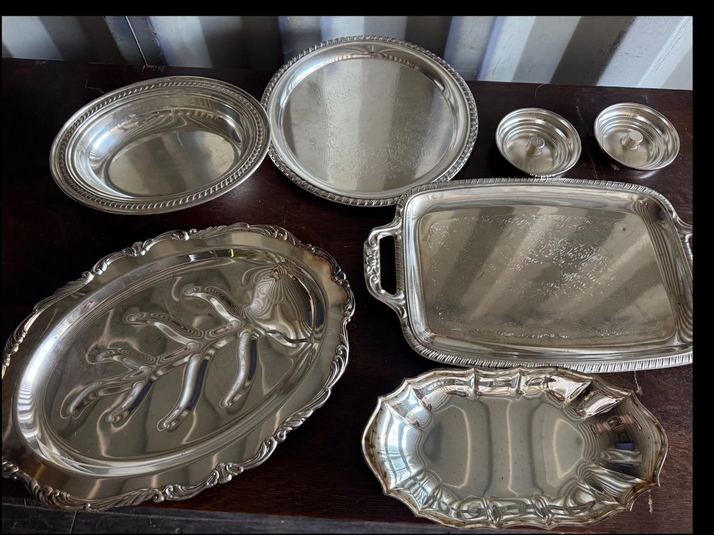 Silverplate Serving Platters, Trays, and Bowls