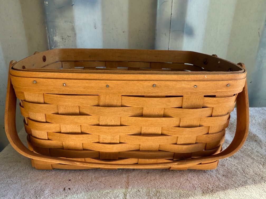 Longaberger Woven Wood Splint Basket with Swing Handles