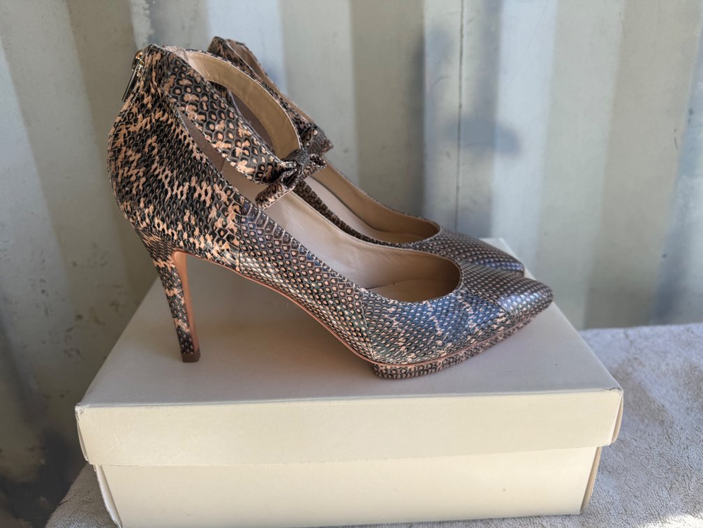 Loeffler Randall Snakeskin-Pattern Platform Pumps, Size 10 B