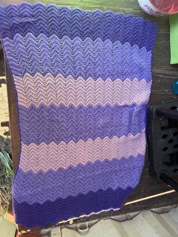 Crocheted Chevron Afghan Blanket in Shades of Purple