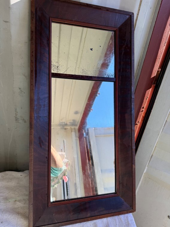 Wall Mirror with Dark Wood Frame