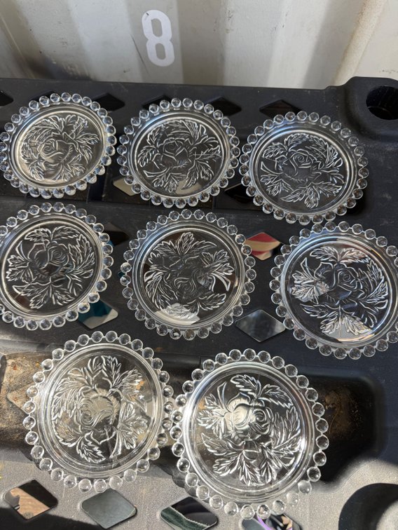 Glass Rose Coasters with Beaded Rims