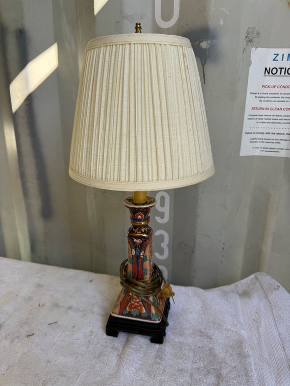 Imari-Style Ceramic Candlestick Table Lamp
