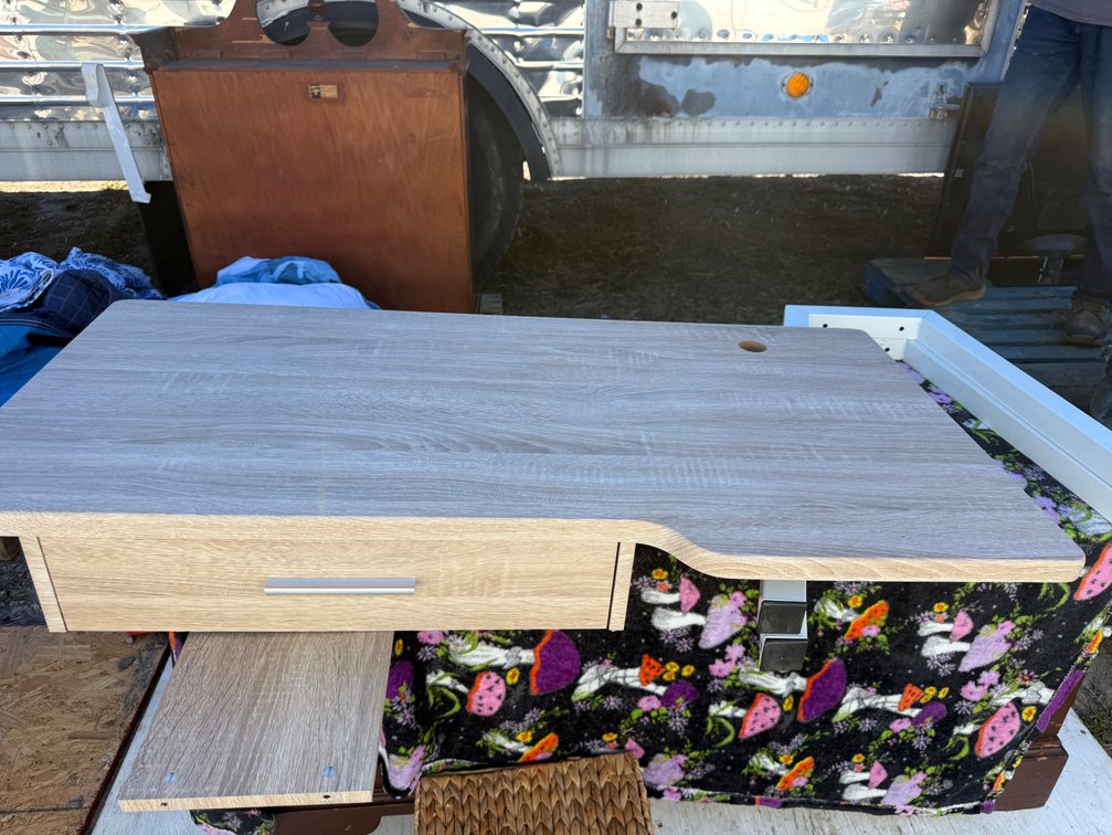 Disassembled Desk with White Metal Legs