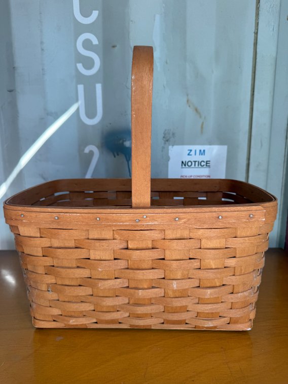 Longaberger Woven Wood Splint Basket with Handle