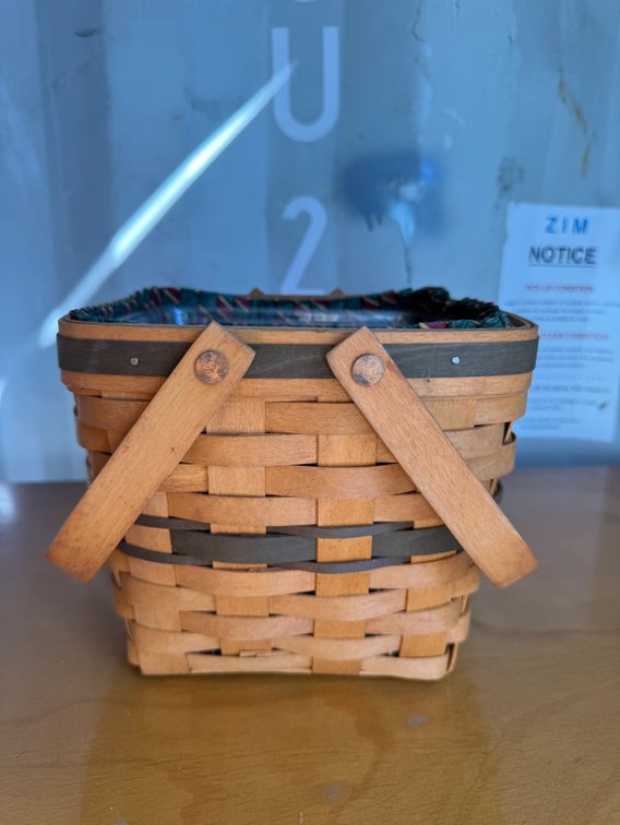 Longaberger Woven Wood Splint Basket with Swing Handles