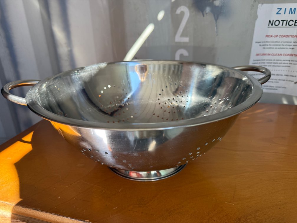 Stainless Steel Colander with Loop Handles and Pedestal Base