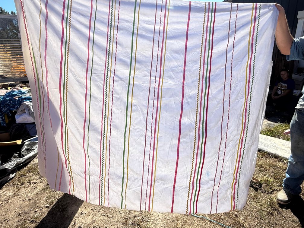 White Duvet Cover with Multicolor Rickrack Trim