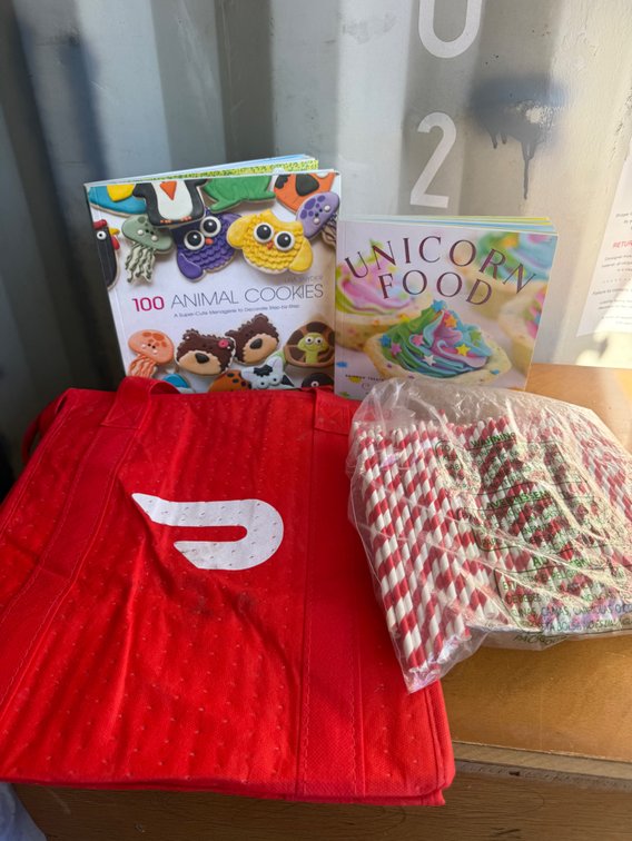 Baking Cookbooks, Insulated Tote Bag, and Striped Straws