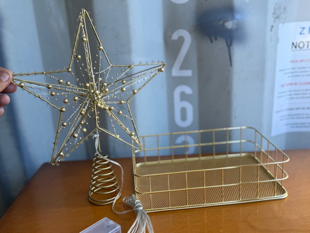 Wire Star Tree Topper and Wire Basket