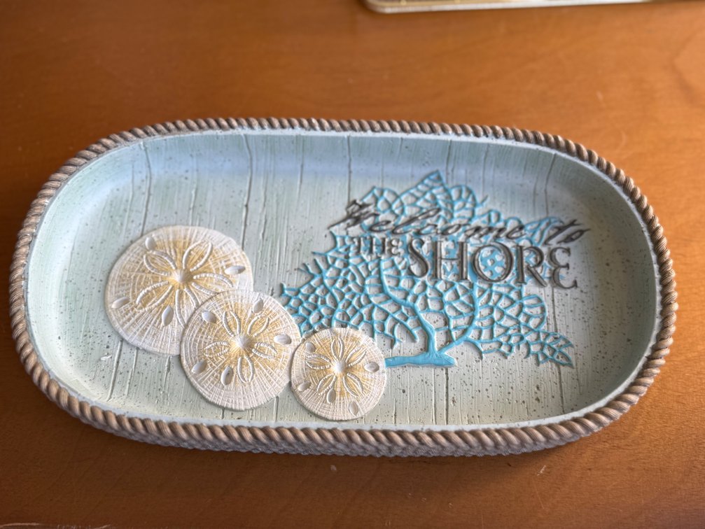 Coastal Decorative Tray with Sand Dollars