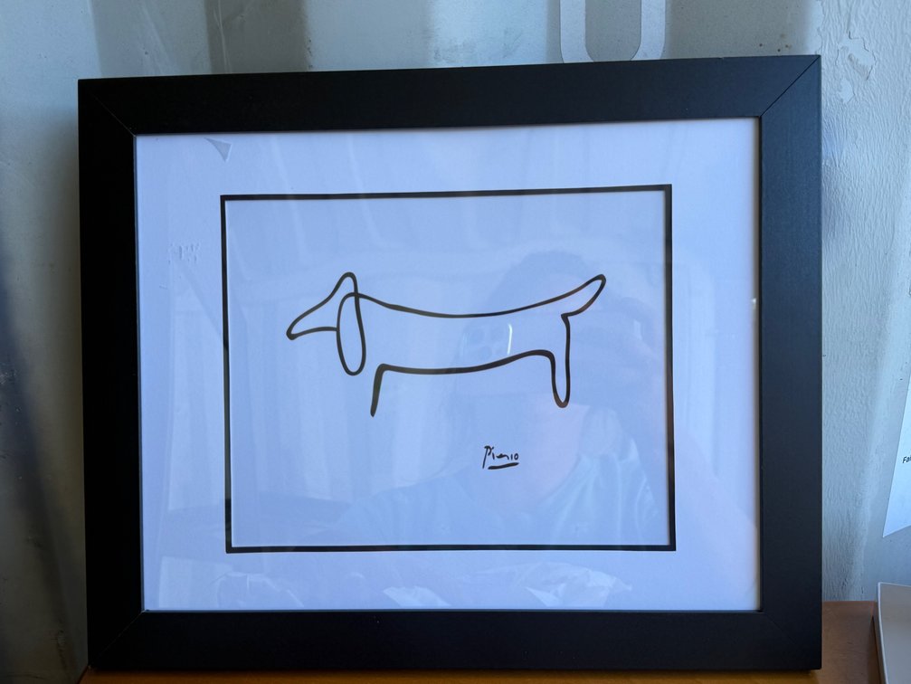 Picasso Framed Dachshund Line Drawing Art Print
