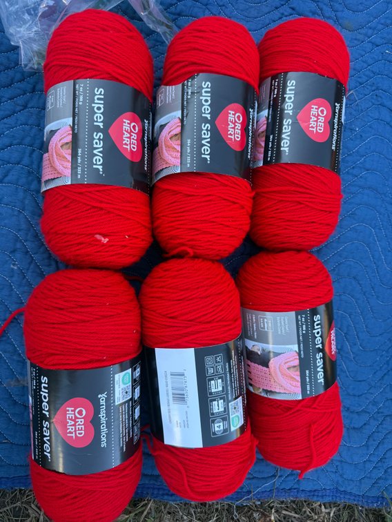 Red Heart Super Saver Cherry Red Acrylic Yarn Skeins
