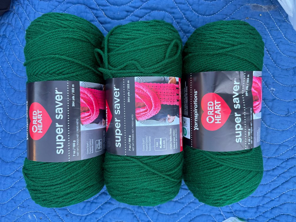 Red Heart Super Saver Green Acrylic Yarn Skeins