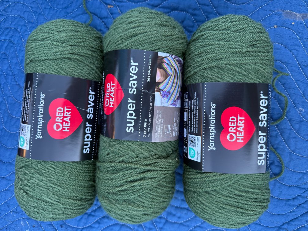 Red Heart Super Saver Green Acrylic Yarn Skeins