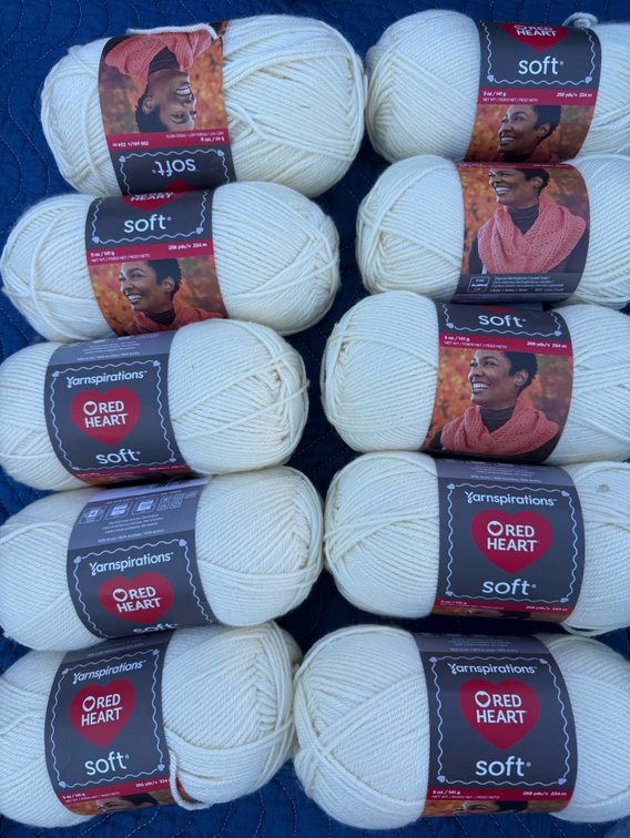 Red Heart Soft Off-White Acrylic Yarn Skeins