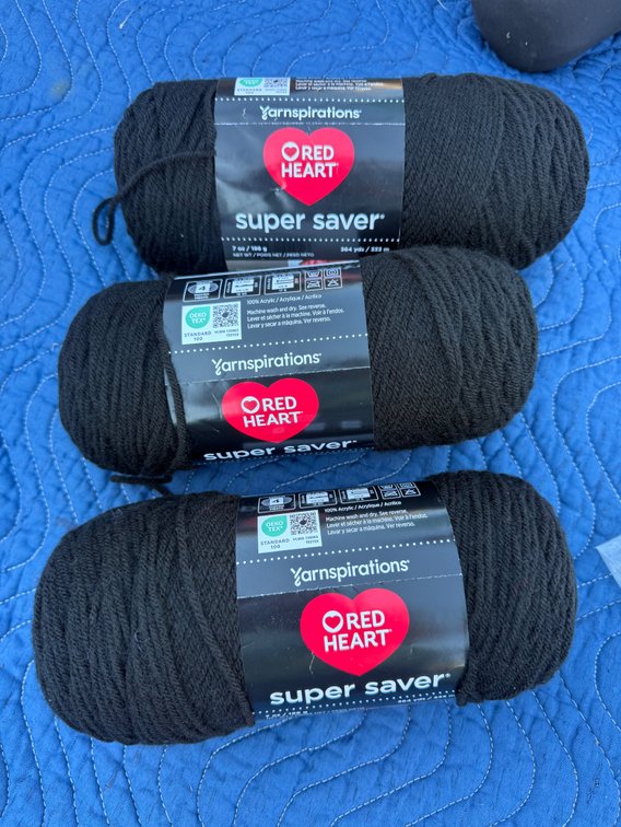 Red Heart Super Saver Black Acrylic Yarn Skeins