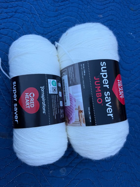 Red Heart Super Saver Jumbo White Acrylic Yarn Skeins