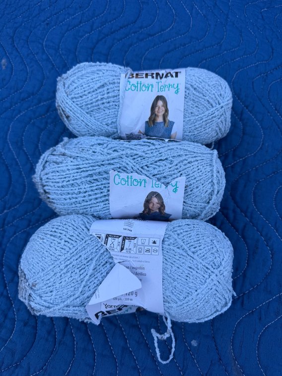Bernat Cotton Terry Light Blue Yarn Skeins