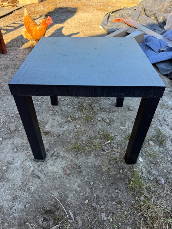 Square Side Table in Black Wood-Grain Finish