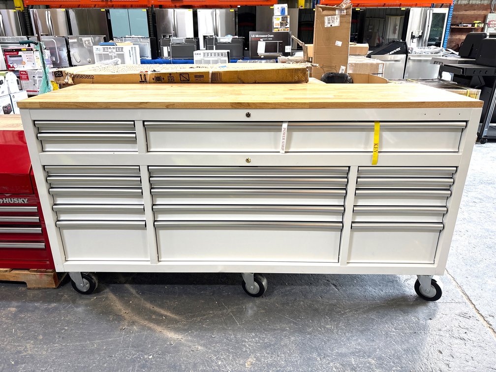 Husky 72in 18 Drawer Mobile Workbench w/ Wood Top